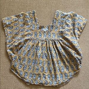 Steven Alan Mustard and Blue Patterned Top